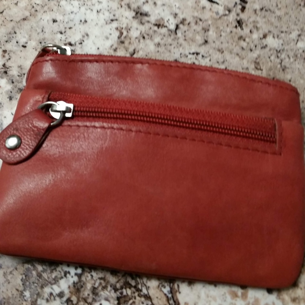 Red Leather Card Case / Mini Wallet